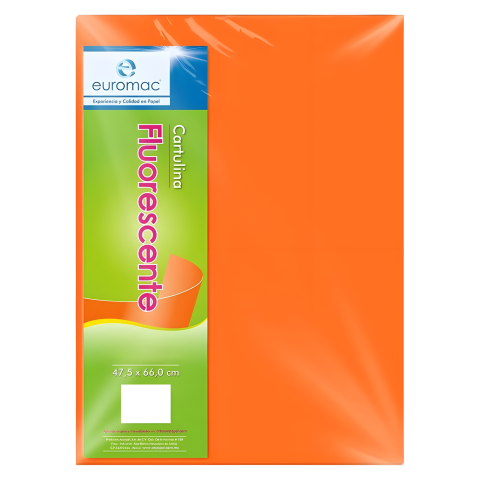 CART. FLUORESCENTE EUROMAC 47.5 X 66 CM NARANJA 5308