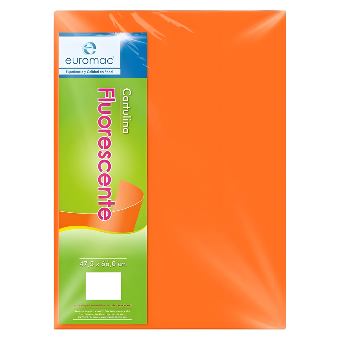 CART. FLUORESCENTE EUROMAC 47.5 X 66 CM NARANJA 5308