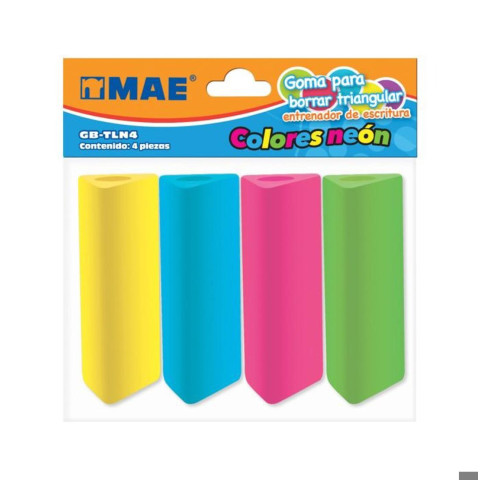 GRIP ENTRENADOR ESCRITURA MAE GB-TLN4 NEON BL/4 17588