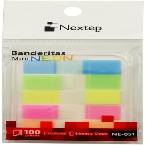 BANDERITAS NEXTEP MINI NEON 5 COLORES C/100 PZAS NE-051