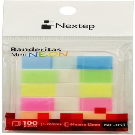 BANDERITAS NEXTEP MINI NEON 5 COLORES C/100 PZAS NE-051
