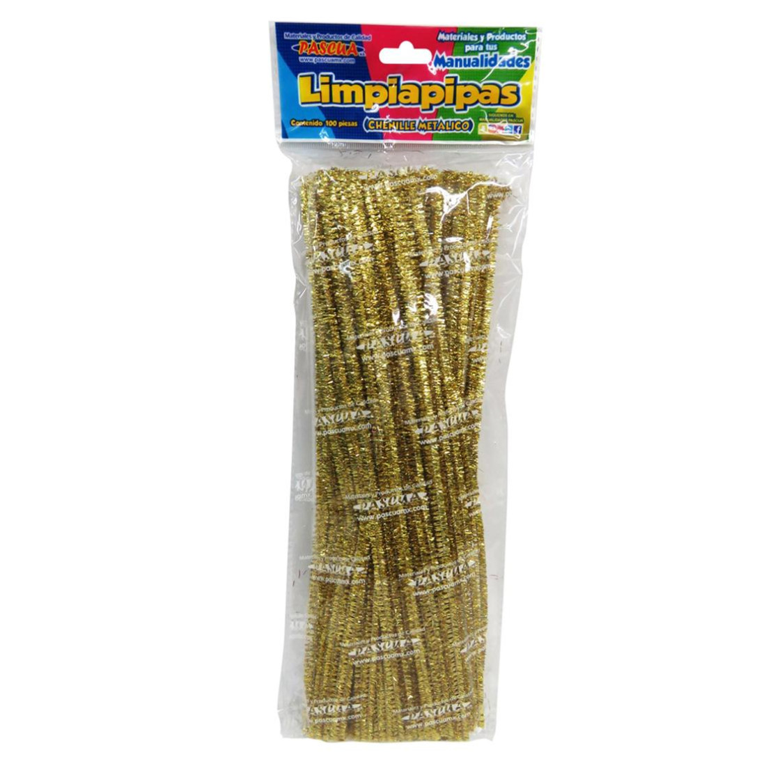 LIMPIAPIPAS PASCUA METALICO C/100 ORO PAQ 121453
