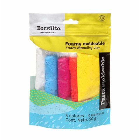 FOAMY MOLDEABLE BARRILITO 698FMMX 50 GRS BL/5 COLS 103063