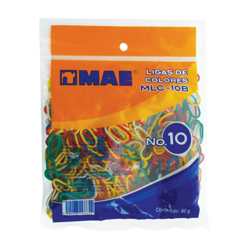 BANDAS DE HULE MAE MLC-10B No. 10 BOLSA C/80 COLOR 89019