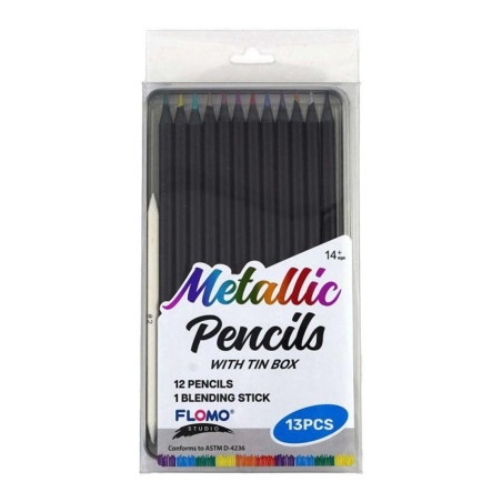 SET LAPICES DE COLORES FLOMO CR1203 METALICOS C/13 139381