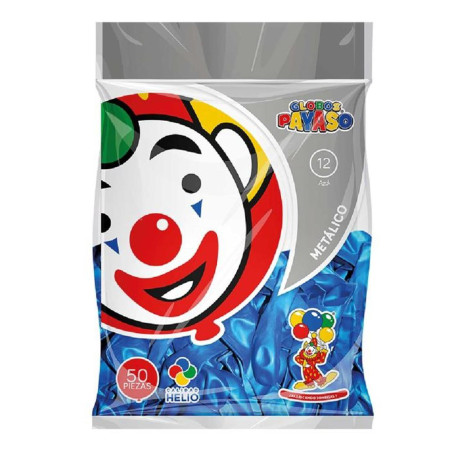 GLOBO METALICO PAYASO NUM.12 BOLSA C/50 AZUL 148136