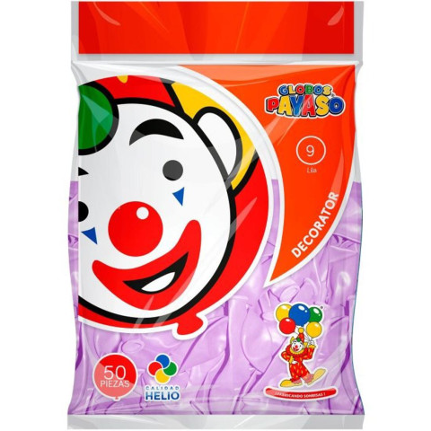 GLOBO DECORATOR PAYASO NUM.9 C/50 LILA 58015