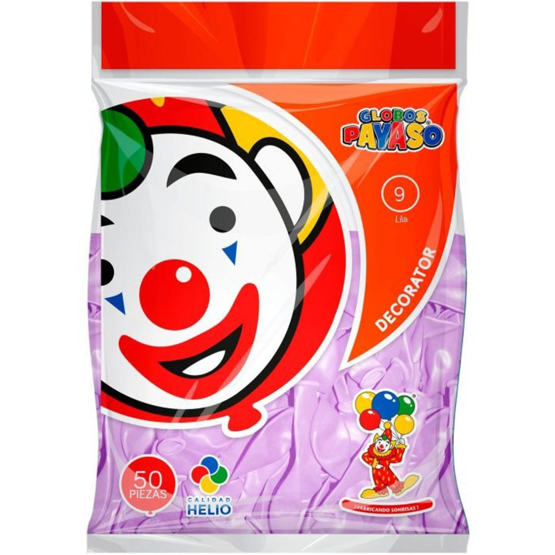GLOBO DECORATOR PAYASO NUM.9 C/50 LILA 58015