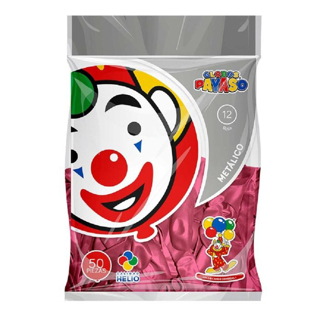 GLOBO METALICO PAYASO NUM.12 C/50 ROSA PERLA 148136