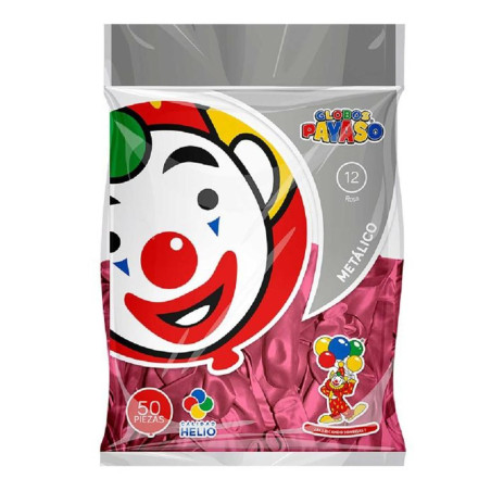 GLOBO METALICO PAYASO NUM.12 C/50 ROSA PERLA 148136