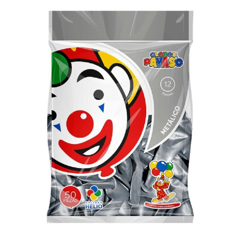 GLOBO METALICO PAYASO NUM.12 C/50 PLATA 148136