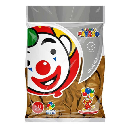GLOBO METALICO PAYASO NUM.12 C/50 DORADO 148136