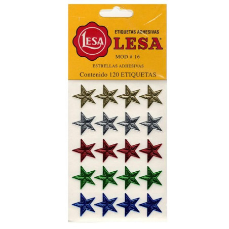 ETIQUETA ESTRELLA LESA NO. 16 COLS 18MM C/120 SURTIDO 57833