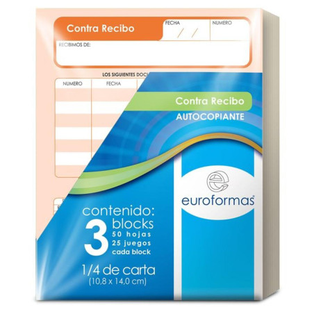 CONTRA RECIBO EUROFORMAS ER0102 1/4 CARTA C/25 C/3 50248