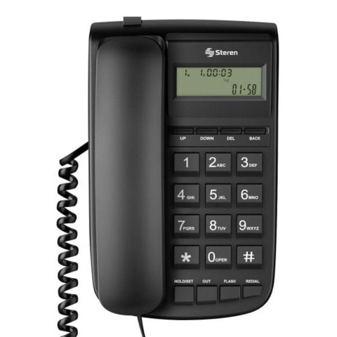 TELEFONO ALAMBRICO STEREN TECLADO GRANDE PANTALLA TEL-225