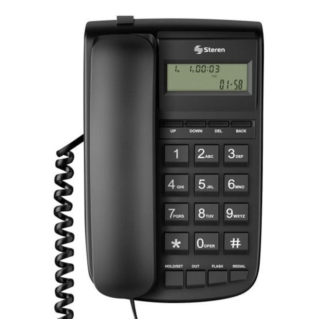 TELEFONO ALAMBRICO STEREN TECLADO GRANDE PANTALLA TEL-225