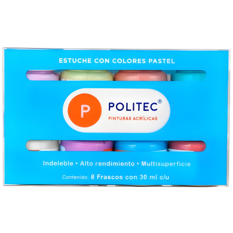 SET C/8 PZAS. ACRILICO POLITEC 30981 PASTEL 30ML 113995