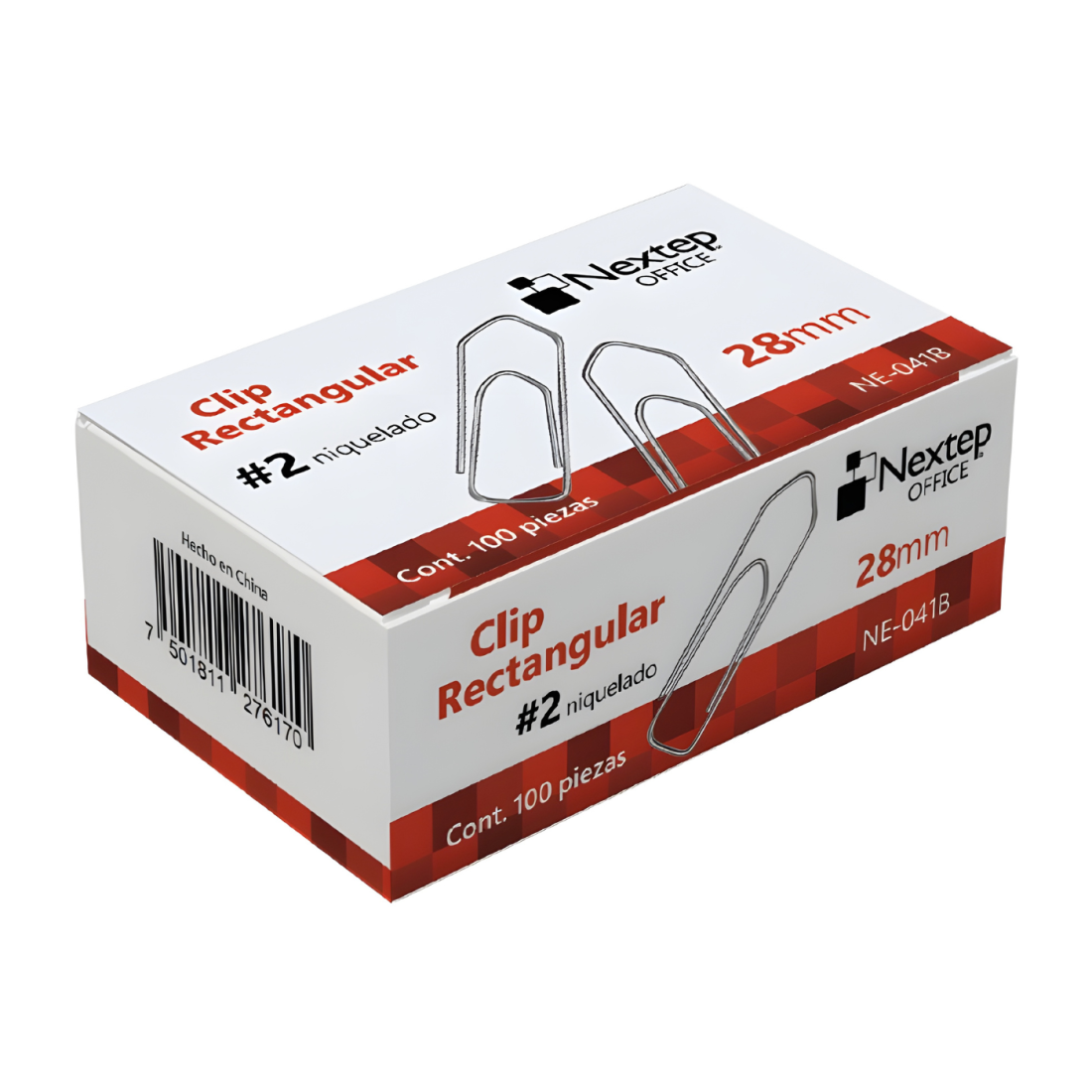 CLIP NEXTEP RECT. NIQUELADO No. 2 28MM C/100 NE-041B