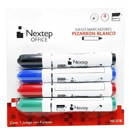 MARCADOR NEXTEP P/PIZARRON BLANCO 4 COLS 4MM NE-078