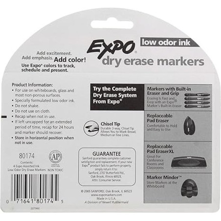 MARCADOR SANFORD EXPO 83074 C/4 CINCEL PIZARRON BLANCO