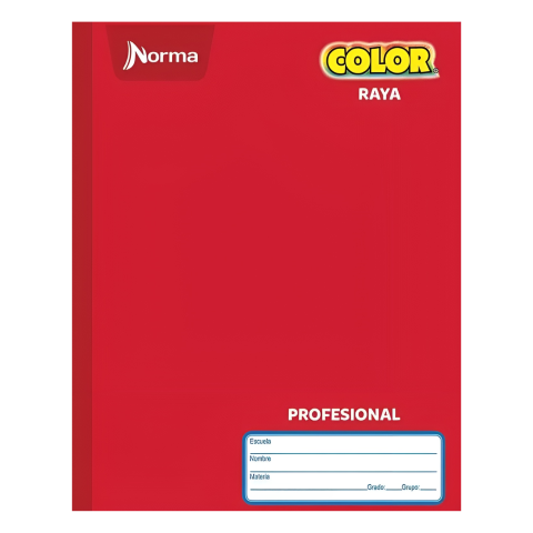 CUADERNO PROF COSIDO NORMA COLOR RAYA 100H ROJO 134405