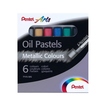 ESTUCHE C/6 GISES PASTEL PENTEL PHN-M6 METALICOS 114915