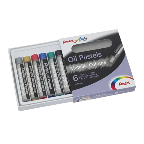 ESTUCHE C/6 GISES PASTEL PENTEL PHN-M6 METALICOS 114915