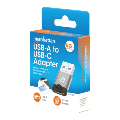 ADAPTADOR MANHATTAN USB-C NEGRO V3.2 GEN1 AM-CH 5GBPS 356305