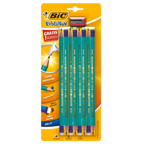 LAPIZ DE GRAFITO 2 BIC 936371 EVOLUTION VERDE BL/8 134014