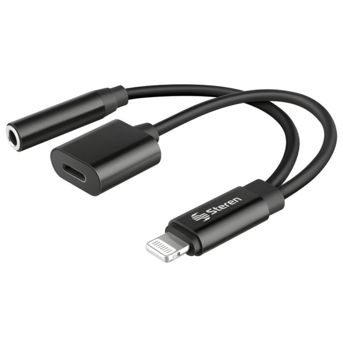 CABLE ADAPTADOR LIGHTNING PARA AUDIO 3.5MM Y CARGA POD-457