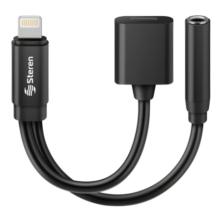 CABLE ADAPTADOR LIGHTNING PARA AUDIO 3.5MM Y CARGA POD-457