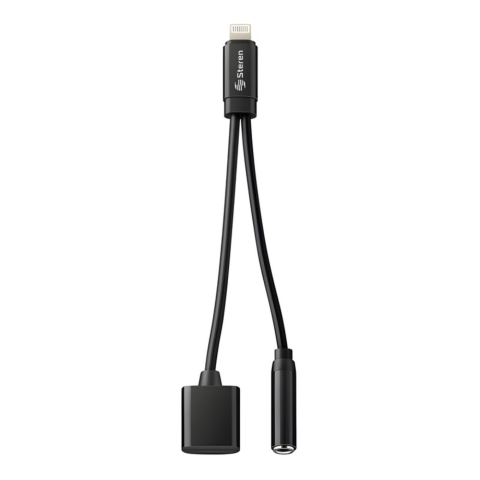 CABLE ADAPTADOR LIGHTNING PARA AUDIO 3.5MM Y CARGA POD-457