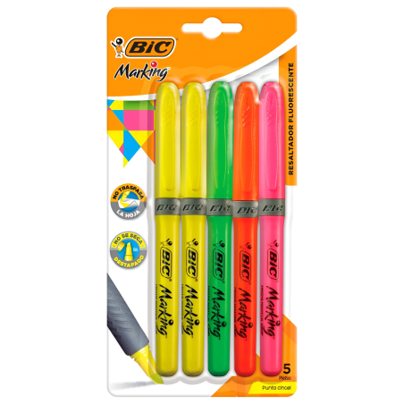 MARCADOR FLUORE.P/CINCEL BIC BRITE LINER GRIP BL/5 55555
