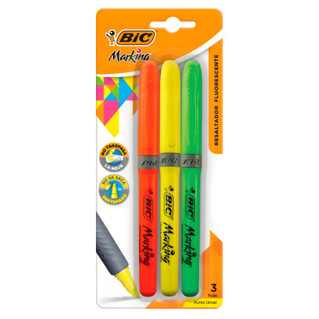 MARCADOR FLUORE.P/CINCEL BIC BRITER LINER GRIP BL/3 55534