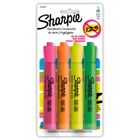 MARCADOR FLOURE.P/CINCEL SHARPIE 1805683 BL/4 COL.SURT 55598