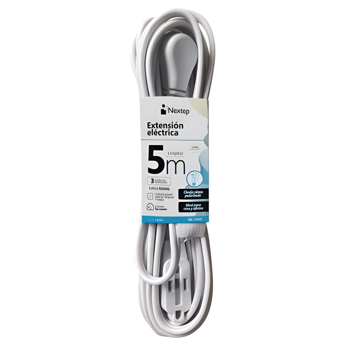 EXTENSION ELECTRICA NEXTEP 16AWG 5M C.P. BLANCA NE-244C
