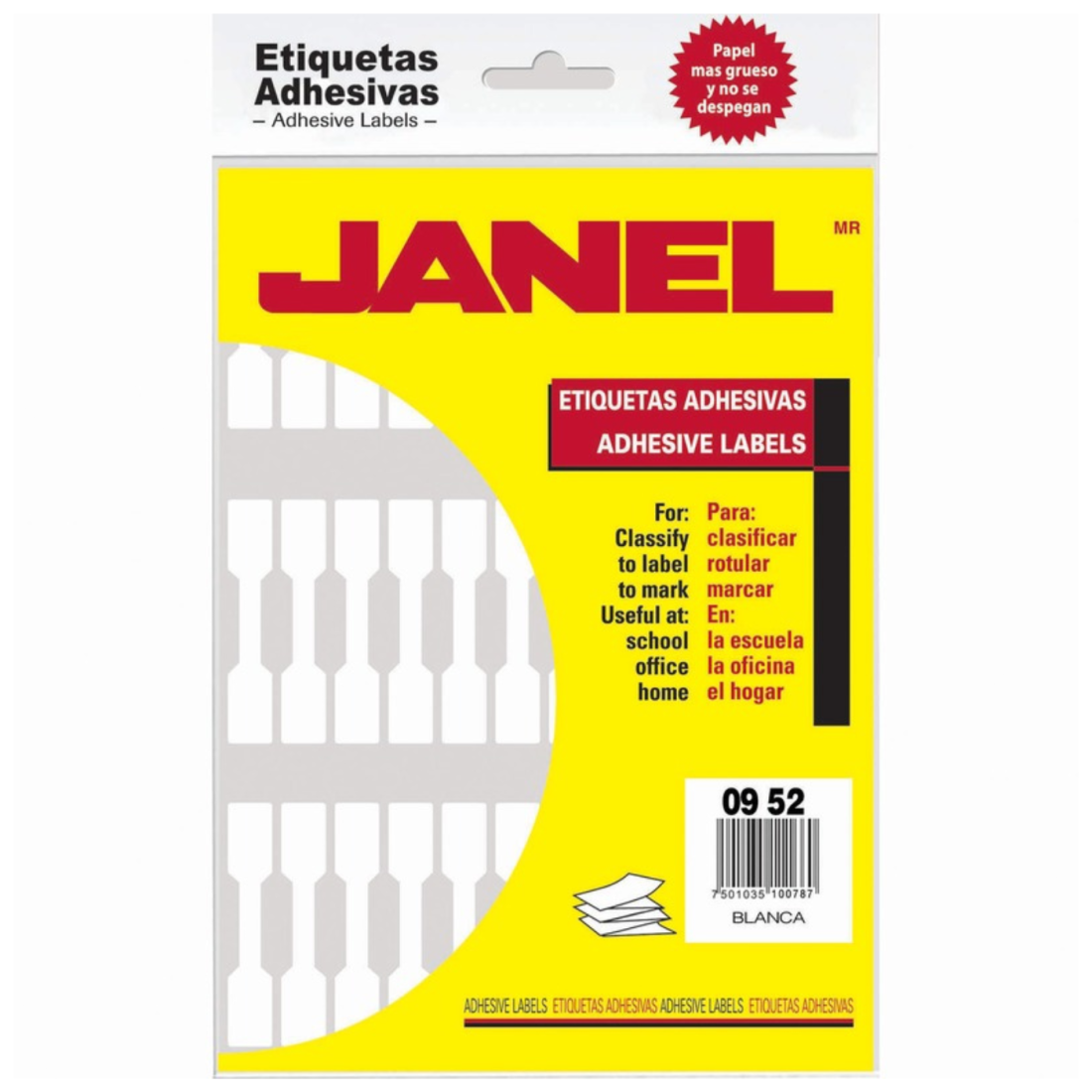 ETIQUETA BLANCA JANEL MODELO 26 09X52 BOLSA 66603