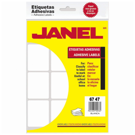 ETIQUETA BLANCA JANEL MODELO 13  67X47 BOLSA 66603
