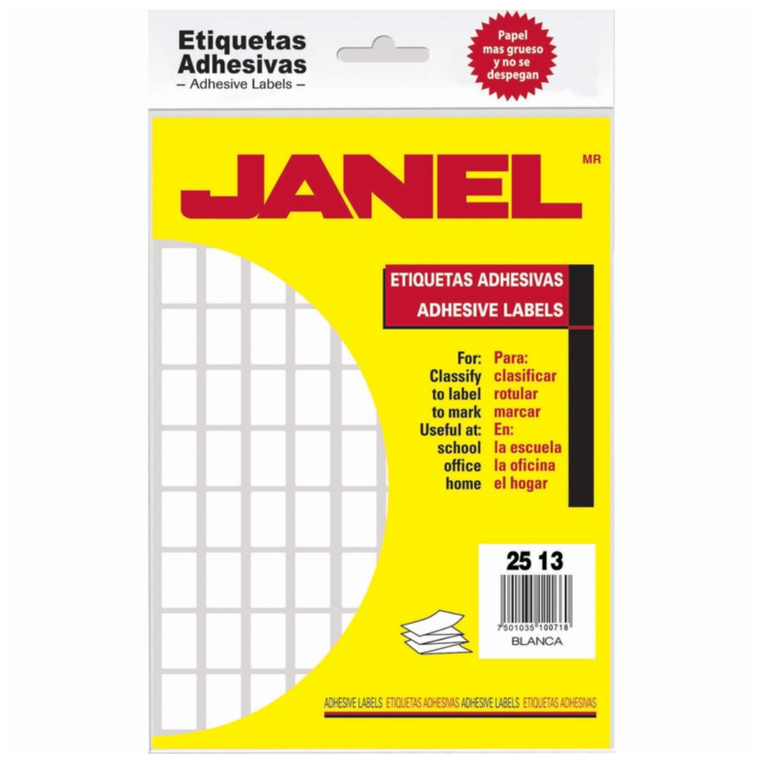 ETIQUETA BLANCA JANEL MODELO 08 25X13 BOLSA 66603