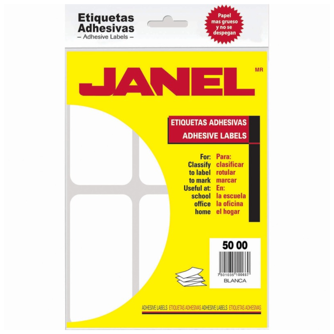 ETIQUETA BLANCA JANEL MODELO 25 50X00 BOLSA 66603