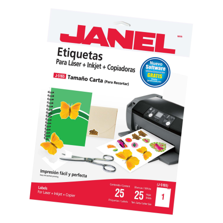 ETIQUETA JANEL 108 CARTA LASER C/25 HOJAS