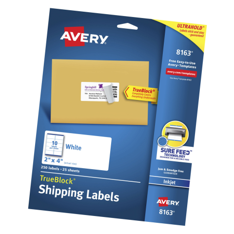 ETIQUETA INKJET AVERY 8163 10/250 5.1X10.2CMS 2X4 PAQ 194103