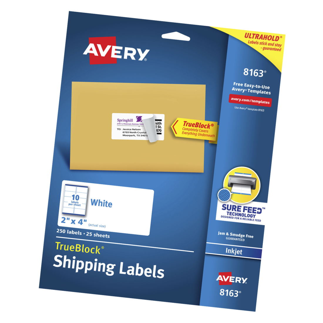 ETIQUETA INKJET AVERY 8163 10/250 5.1X10.2CMS 2X4 PAQ 194103