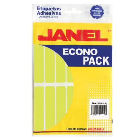 ETIQUETA FLOURECENTE AMARILLO JANEL MOD20 20*100 BOLSA 66636
