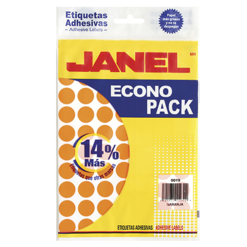ETIQUETA FLOURECENTE NARANJA JANEL MOD28 00X19 BOLSA 66639