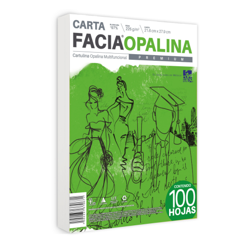 PAQUETE C/100 HOJAS OPALINA FACIA  64003