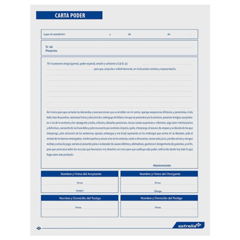 CARTA PODER INDIVIDUAL MARCA ESTRELLA OFFICE