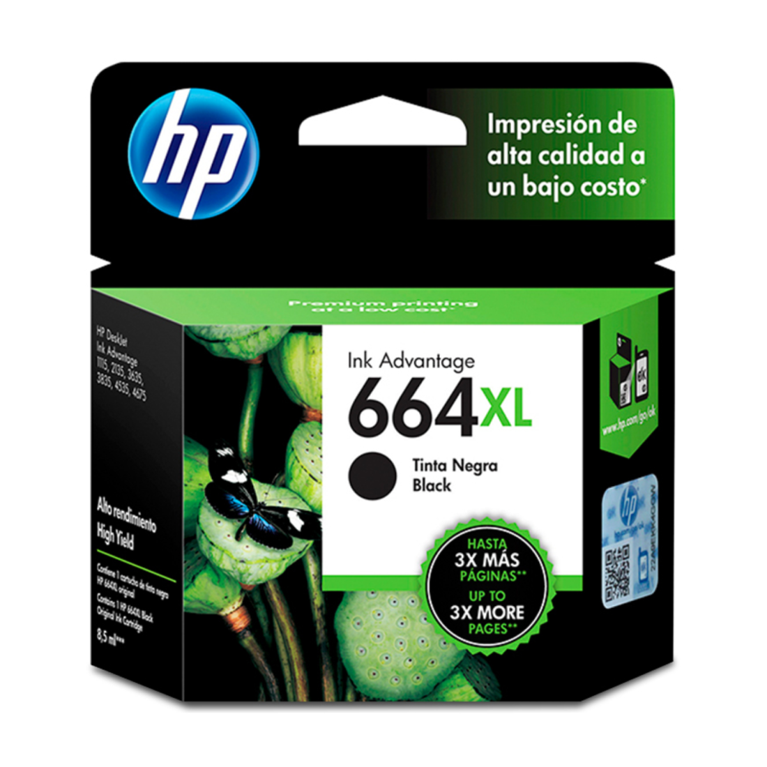 TINTA HP 664 XL F6V30AL INK ADVANTAGE NEGRO 8.5ML