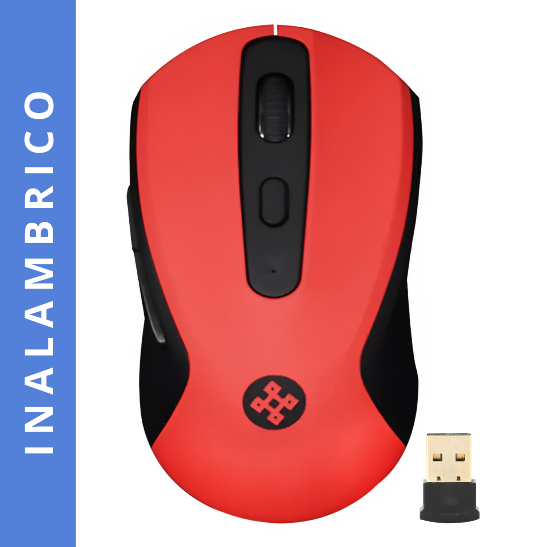 MOUSE INALAMBRICO NACEB ERGONOMICO ROJO HASTA 1600 DPI 6 BOT