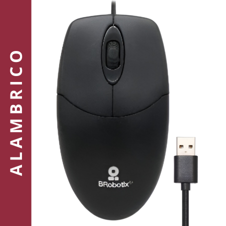 MOUSE BROBOTIX ALAMBRICO BASICO K1 NEGRO USB ERGONOMICO